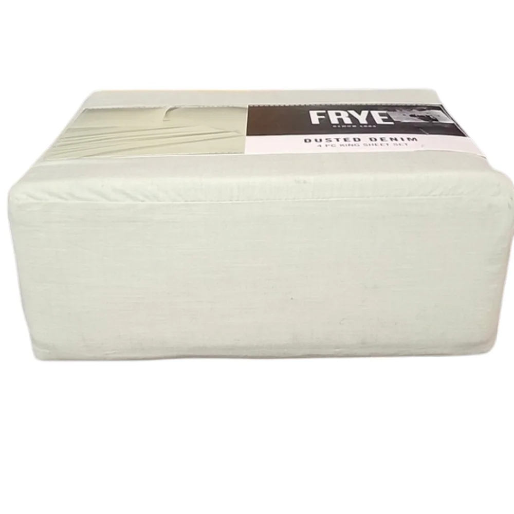 Frye Dusted Denim Extra Comfort Blend 4 Piece King Sheet Set Sage Green New